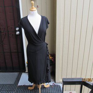 #681  WOMAN'S LITTLE BLACK WRAP AROUND DRESS BY BOB G MAXAZRIA  (SIZE L)